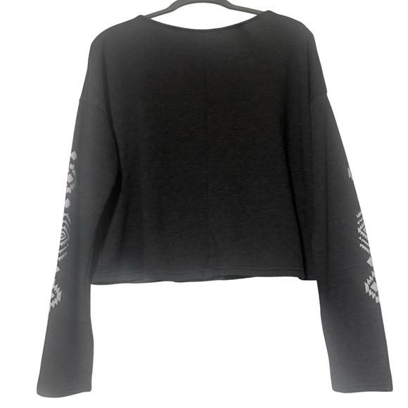 Aéropostale Cropped Skull Sweatshirt Dark Gray Graphic Pullover Women's Medium - Picture 5 of 9